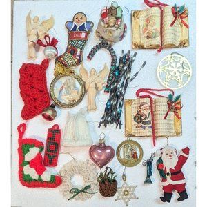 Vintage Christmas Holiday Ornaments Lot 38 Ornaments Santa Angels Handmade